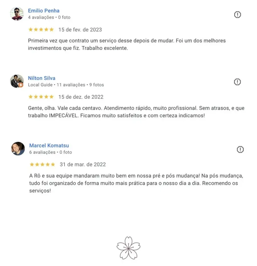Avaliação 7 de cliente no Google